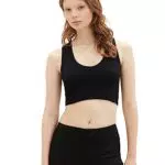 TOM TAILOR Denim Damen 1038650 Cropped Basic Top, 14482-Deep Black
