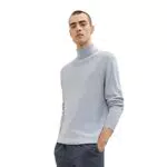 TOM TAILOR Herren 1033684 Basic Rollkragenpullover, 30318 - Nice Off White Melange