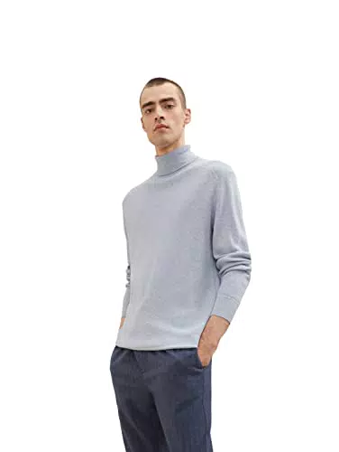 TOM TAILOR Herren 1033684 Basic Rollkragenpullover, 30318 - Nice Off White Melange