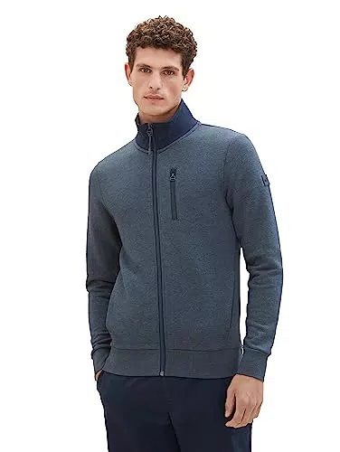 TOM TAILOR Herren 1037819 Sweatjacke mit Stehkragen