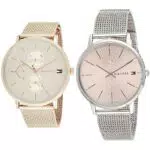 Tommy Hilfiger Analog Quarzuhr für Damen mit Silbernes Edelstahl-Mesh-Gliederarmband - 1782244