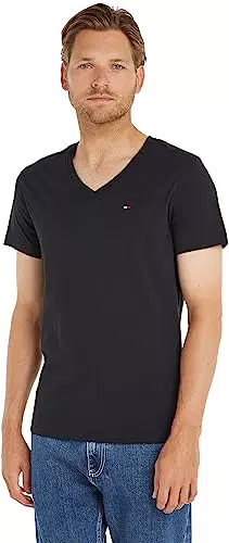 Tommy Hilfiger Herren Tjm Original Jersey V Neck Tee - Kurzarm Strickoberteil in Schwarz (L)