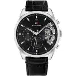 Tommy Hilfiger Herren Quarz Uhr mit Schwarzes Lederarmband - Modell 1710449