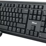 Tastatur Maus Set Kabellos mit QWERTZ Layout - Leise Tasten und Maustasten - Spritzwassergeschützt - Funkmaus mit DPI-Taste - USB-Empfänger - für PC, Laptop - Windows, macOS - Schwarz
