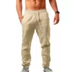 UHouse Herren Leinenhose Cargohose Casual Sommer Baumwolle Jogginghose