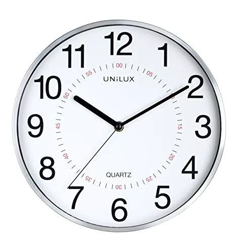 Unilux Wanduhr Aria mit Sekundenzeiger – Modernes Ziffernblatt aus Kunststoff/Glas