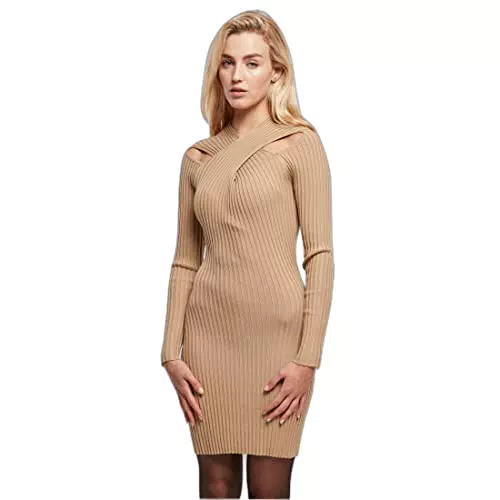 Urban Classics Damen Ladies Crossed Rib Knit Dress Kleid