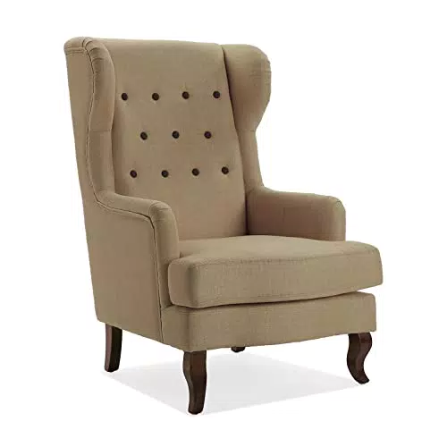 Sessel aus Baumwolle und Holz mit Armlehnen für Wohnzimmer, Schlafzimmer oder Esszimmer - Bequemer Sessel (Modell: Versa Botones)