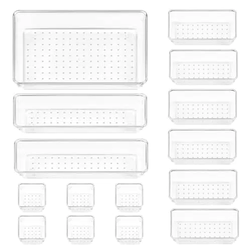 Vtopmart Schubladen Ordnungssystem - Organizer aus klarem Kunststoff für Makeup, Küche, Bad und Büro