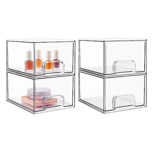 Vtopmart Stapelbare Aufbewahrungsboxen aus Acryl für Schubladen und Badezimmer