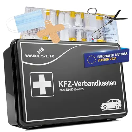 WALSER Erste Hilfe Set Auto, Verbandskasten DIN 13164 für 2024