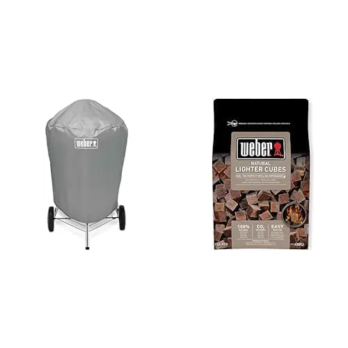 Weber Grill-Abdeckhaube für Holzkohlegrills mit einem Durchmesser von 57 cm & Anzündwürfel ohne Zusatzstoffe