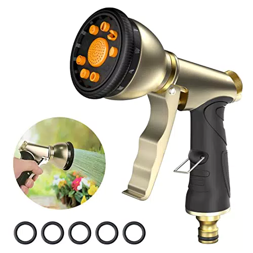 WHOLEV Garten Handbrause aus Metall mit einstellbarem Wasserdurchfluss