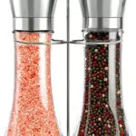Salz und Pfeffermühle aus Edelstahl mit verstellbarem Mahlwerk - Elegantes Set mit Ständer