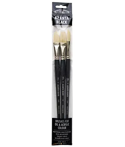 Winsor & Newton Azanta Black Pinsel für Ölfarben und Acrylfarben, hohe Steifheit