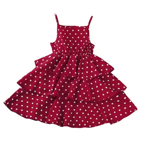 Amazon Outlet Shop: XINYUNZU Mädchen Sommerkleid Prinzessin Kleid - Ärmellos, A-Linie, Partykleid - Rot