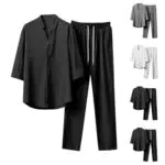 XINYUNZU Herren Freizeitanzug Jogginganzug mit V-Ausschnitt Shirt Set