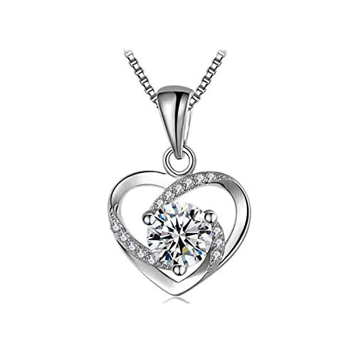 Herzkette Damen 925 Sterling Silber Zirkonia - Geschenkbox für Frauen - Hypoallergen - Yasvitti