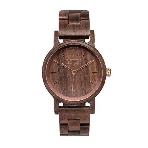 ZARTHOLZ Holzuhren/Holzuhr für Herren und Damen/Holz Armbanduhr/Damenuhr und Herrenuhr aus Holz/Geschenkidee für Männer und Frauen/Set mit hochwertiger Geschenkbox und Stiftausschläger/schwarz