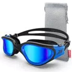 ZIONOR Polarisierte Schwimmbrille G1 mit Spiegel/Rauch Linse - UV-Schutz, Anti-Nebel, Verstellbarer Gurt - Profi Schwimmbrille für Erwachsene und Jugendliche