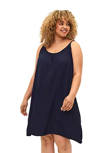 Zizzi Midikleid Damen Große Größen aus Viskose mit Trägern