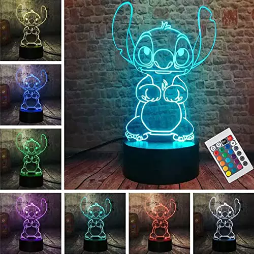 Stitch 3D LED Nachtlicht mit Fernbedienung für Kinderzimmer - Weihnachten Geschenk