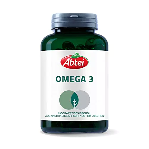 Abtei Omega 3 Kapseln – 1000 mg DHA und EPA aus hochwertigem Fischöl