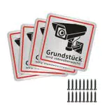 Videoüberwachungsschild - Warnschild für Kameraüberwachung, 15x15 cm, Aluminium