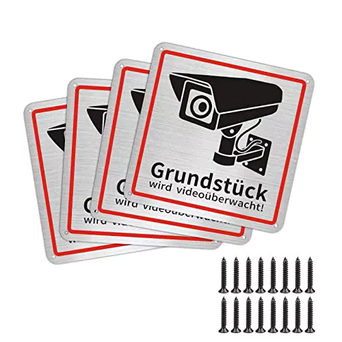 Videoüberwachungsschild - Warnschild für Kameraüberwachung, 15x15 cm, Aluminium