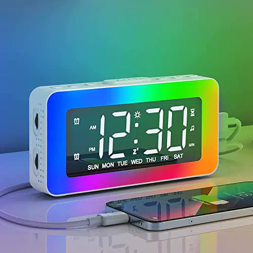 AFEXOA Digitaler Wecker mit Licht, Timer und 8 Weißrausch-Tönen