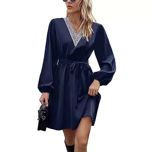 AILLOSA Damen Sommer Festkleid Langarm Casual Midi Kleid