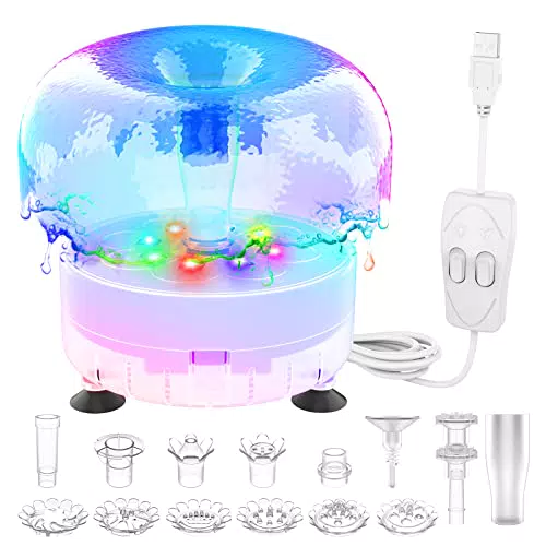 AISITIN LED Springbrunnen mit Teichpumpe und auswechselbaren Düsen für Garten