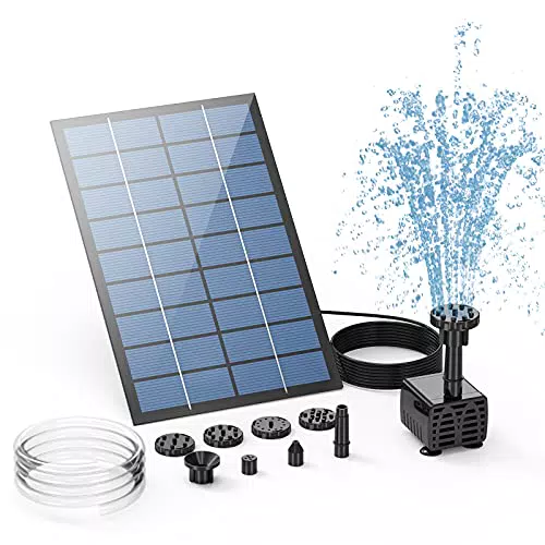 AISITIN Solarbrunnen für Garten – 2024 Upgrade mit 6 Fontänenstilen