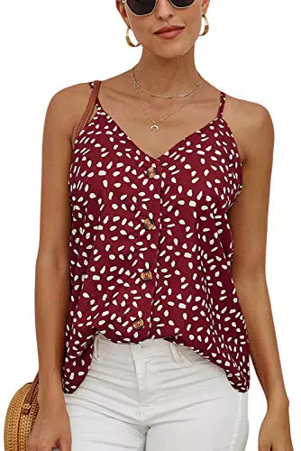 ANCAPELION Damen Sommer Bluse Ärmellos Chiffon Top V-Ausschnitt Elegant