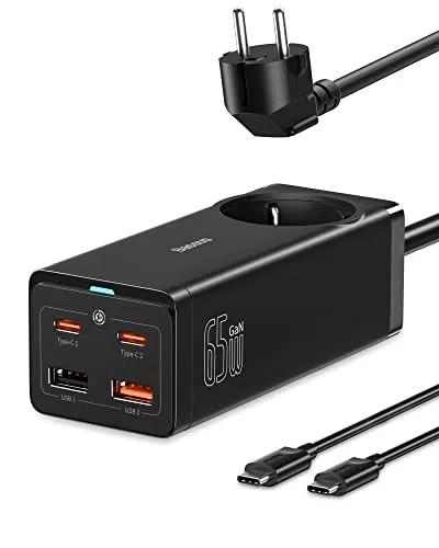 Baseus 65W USB C Ladegerät, GaN III Schnellladegerät für iPhone, MacBook, Tablet