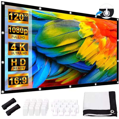 LEORFI Projektionsleinwand 120 Zoll, Faltbare HD Leinwand für Outdoor und Heimkino