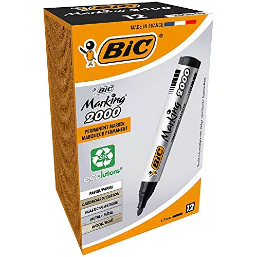 BIC Marking 2000 Permanent Marker - Wasserfester Stift für Glas, Metall, Holz
