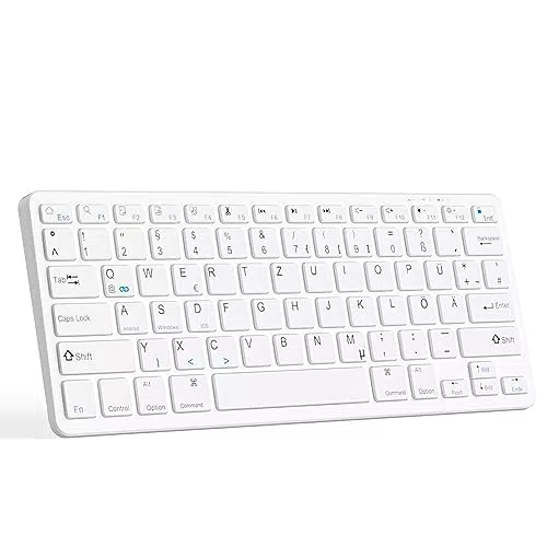 Logitech Bluetooth Tastatur QWERTZ - Ultradünn, Wiederaufladbar, Kompatibel mit iOS/Android/Windows
