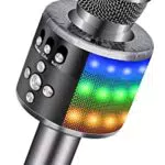 BONAOK Kinder Karaoke Mikrofon mit Blinkenden Bunten LED Lichtern