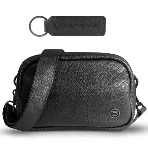Bonarossa Echtleder Umhängetasche – Vielseitige Gürteltasche für Reisen und Alltag