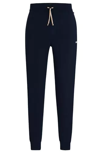 BOSS Herren Unique Pants Cuff Pyjama-Hose aus Stretch-Baumwolle mit Logo-Print