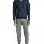 CALIDA Relax Imprint Bündchen-Pyjama für Herren aus 100% Baumwolle