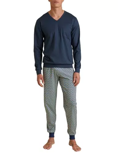 CALIDA Relax Imprint Bündchen-Pyjama für Herren aus 100% Baumwolle