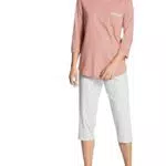 CALIDA Sweet Dreams 3/4-Pyjama Damen aus 100% Baumwolle mit Gummibund