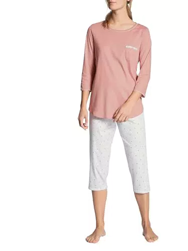 CALIDA Sweet Dreams 3/4-Pyjama Damen aus 100% Baumwolle mit Gummibund