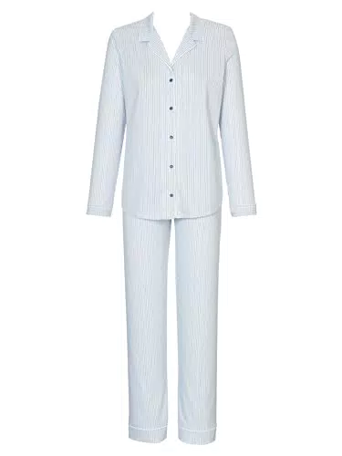 CALIDA Sweet Dreams Pyjama Damen, 100% Baumwolle, durchgeknöpft, mit Gummibund