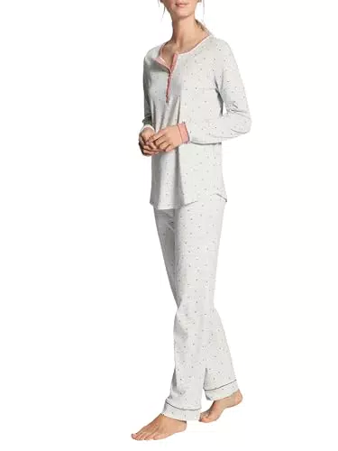 CALIDA Sweet Dreams Pyjama Damen, 100% Baumwolle, Hose mit Gummibund