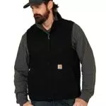 Carhartt Herren Loose Fit Sherpa-Lined Weste aus gewaschenem Duckstoff
