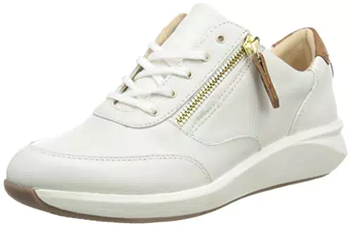 Clarks Damen Sneaker Un Rio Zip in Weißer Leder-Qualität