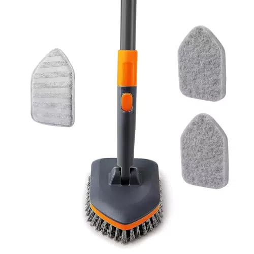 CLEANHOME 4-in-1 Schrubber mit Teleskopstiel für Bad und Fliesenreinigung
